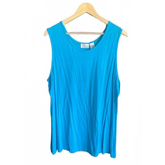 Tops - Oso Casuals Womens Tank Top Size 1X Blue Sleeveless Boho